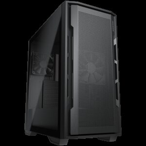 COUGAR Uniface Black | ATX Mid Tower | Mreža za Sprednjo Ploščo | 2x ARGB Ventilatorji | Kaljeno Steklo | Črna | Računalniško Ohišje