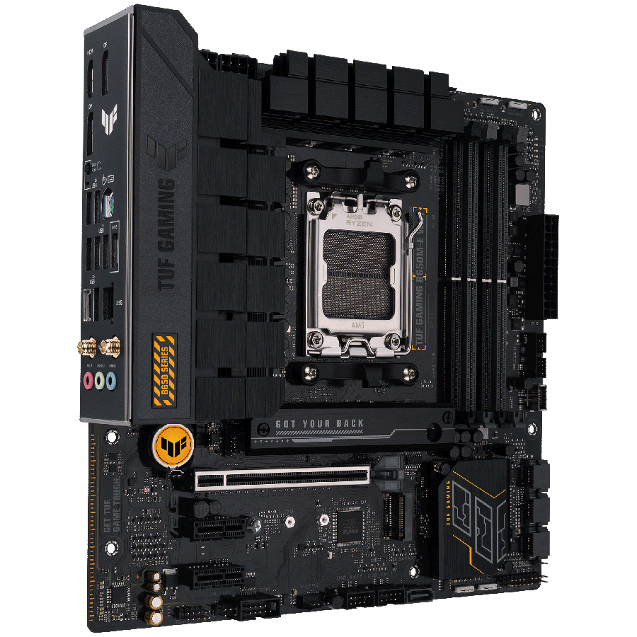 Asus tuf gaming b650m-e | wifi | am5 | matx | ddr5 | hdmi displayport | gaming matična plošča 1 Asus tuf gaming b650m-e wifi am5 matx gaming matična plošča - amd b650 4xdimm ddr5 2xm. 2 4xsata pcie 5. 0 2. 5gb ethernet wifi 6 + bluetooth 2xdisplayport 1xhdmi with aura sync support komponentko