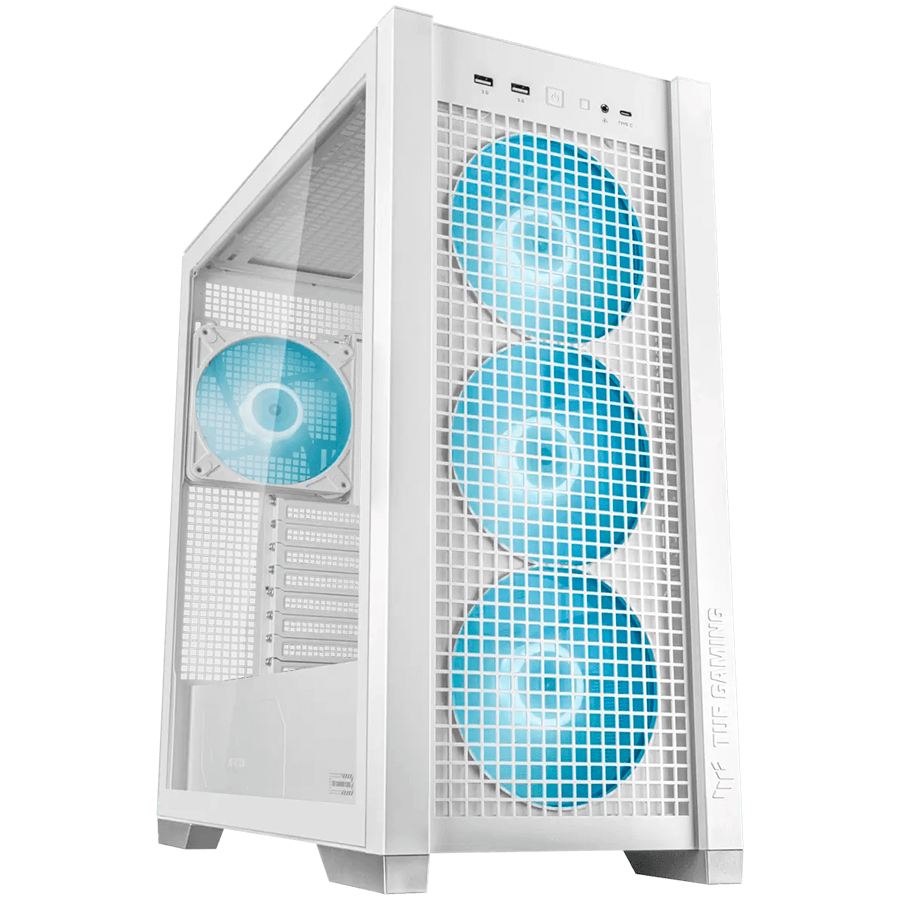 Asus tuf gaming gt302 argb | atx | prilagodljive stranske plošče in pokrov | računalniško ohišje 1 Asus tuf gaming gt302 argb atx/eatx gaming ohišje belo, interchangeable side panels, detachable top panel, square-type mesh front panel, four 140 x 28 mm argb fans, hidden-connector motherboard support, front panel high-speed usb type-c komponentko