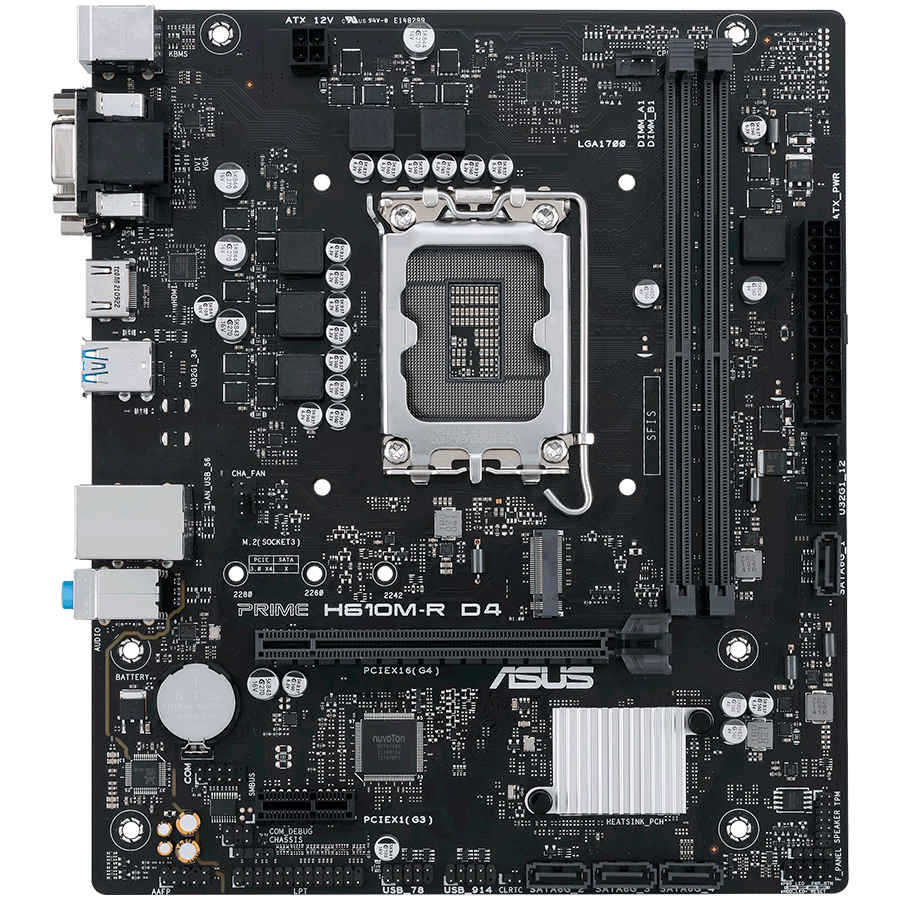 Asus prime h610m-r d4-si | lga 1700 | matx | dvi hdmi | matična plošča 1 Asus prime h610m-r d4-si lga1700 matx matična plošča – intel h610 2xdimm ddr4 1xm. 2 4xsata pcie 4. 0 1gb ethernet 1xd-sub 1x dvi-d 1xhdmi with com, lpt and tpm header komponentko