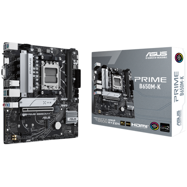 Asus prime b650m-k | am5 | matx | d-sub hdmi | aura sync | matična plošča 1 Asus prime b650m-k am5 matx osnovna plošča – amd b650, 2xddr5, 2xm. 2, 4xsata, 2. 5gb lan, 1xd-sub(vga), 1xhdmi, aura sync komponentko