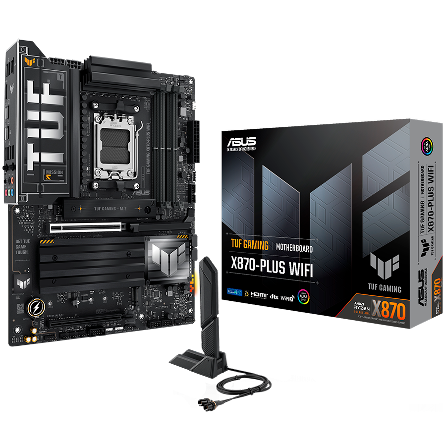 Asus tuf gaming x870-plus wifi | am5 | atx | aura sync | matična plošča 1 Asus tuf gaming x870-plus wifi am5 atx osnovna plošča – amd x870, 4xddr5, 4xm. 2, 2xsata, 2. 5gb lan, wifi 7, bt, 1xhdmi, 2xusb4 40gbps porta (usb type-c), aura sync komponentko