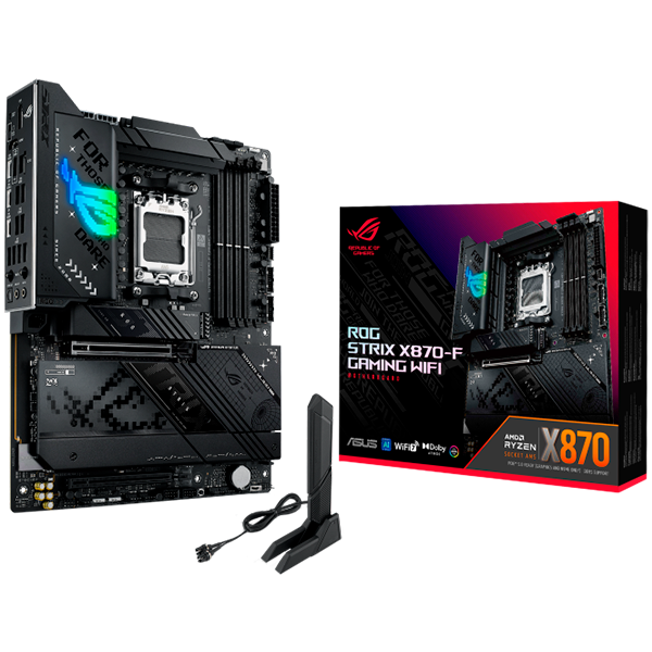 Asus rog strix x870-f gaming wifi | am5 | atx | hdmi displayport 2xusb4 | aura sync | matična plošča 1 Asus rog strix x870-f gaming wifi am5 atx osnovna plošča – amd x870, 4xddr5, 4xm. 2, 2xsata, 2. 5gb lan, wifi 7, bt, 1xdp, 1xhdmi, 2xusb4 40gbps porta (usb type-c), aura sync komponentko