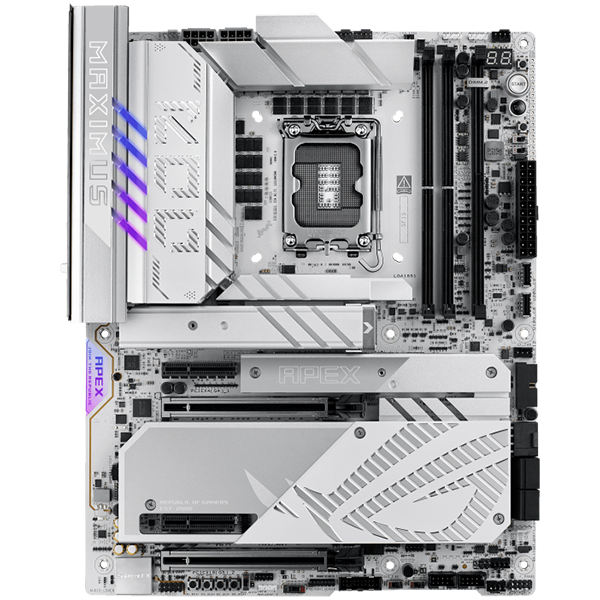 Asus rog maximus z890 apex | lga1851 | atx | wifi 7 | 2xthunderbolt | aura sync | bela | matična plošča 1 Asus rog maximus z890 apex lga1851 atx osnovna plošča – intel z890, 2xddr5, 6xm. 2, 4xsata, 5gb lan, wifi 7, bt, 2xtb4 porta (usb type-c), aura sync komponentko