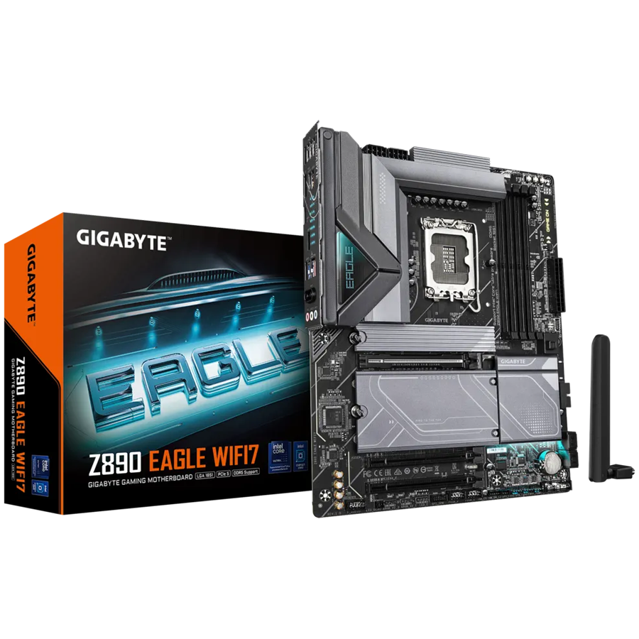 Gigabyte z890 eagle wifi7 | lga1851 | atx | wifi 7 | matična plošča 1 Gigabyte z890 eagle wifi7 lga1851 atx osnovna plošča – intel z890, 4xddr5, 4xm. 2, 4xsata, 2. 5gb lan, wifi 7, bt, 1x usb4 type-c, 1xdp komponentko