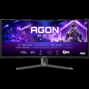 AOC AGON PRO AG346UCD | 86,4cm (34") | 3440x1440 | QD-OLED | 175Hz | 0,03ms | FreeSync Premium Pro | HDR400 | Ukrivljen Gaming Monitor