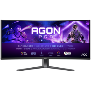 AOC AGON PRO AG346UCD | 86,4cm (34") | 3440x1440 | QD-OLED | 175Hz | 0,03ms | FreeSync Premium Pro | HDR400 | Ukrivljen Gaming Monitor