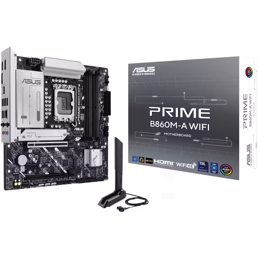 Asus prime b860m-a wifi | lga 1851 | matx | ddr5 | aura sync | matična plošča 1 Asus prime b860m-a wifi lga1851 matx osnovna plošča – intel b860, 4xddr5, 2xm. 2, 4xsata, 2. 5gb lan, wifi 6e, bt, 2xdp, 1xhdmi, aura sync komponentko