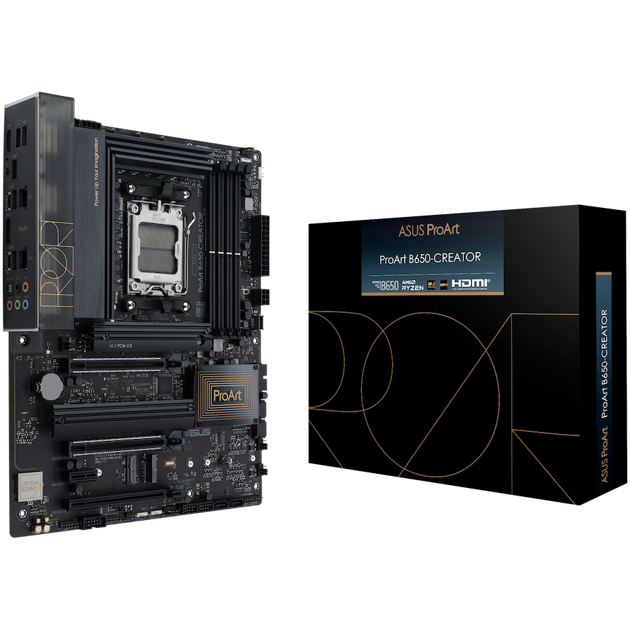 Asus proart b650-creator | am5 | atx | ddr5 | aura sync | matična plošča 1 Asus proart b650-creator am5 atx osnovna plošča – amd b650, 4xddr5, 3xm. 2, 4xsata, 2. 5gb + 1gb lan, 1xhdmi, 1xusb type-c (podpora dp), aura sync komponentko