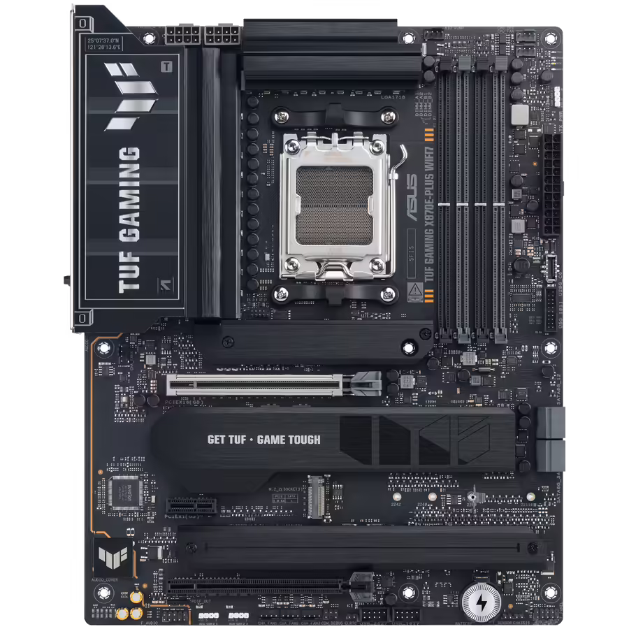 Asus tuf gaming x870e-plus wifi7 | am5 | atx | ddr5 | aura sync | matična plošča 1 Asus tuf gaming x870e-plus wifi7 am5 atx osnovna plošča – amd x870e, 4xddr5, 4xm. 2, 4xsata, 2. 5gb lan, wifi 7, bt, 1xhdmi, 2xusb4 40gbps porta (usb type-c), aura komponentko