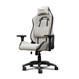 Trust GXT 723 Ruya Fabric | Gaming Stol Iz Tkanine | 3D Nasloni Za Roke, Nastavljiva Višina, Tilt-Lock, Ledvena In Vratna Podpora | Siv Gaming Stol