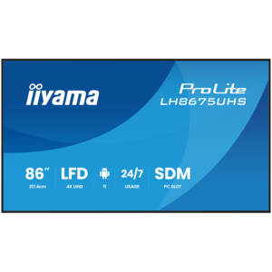 iiyama ProLite LH8675UHS-B2AG | 86" 4K UHD IPS | 500cd/m² | Android 11 iiSignage² | 24/7 Landscape/Portrait | Digital Signage Zaslon