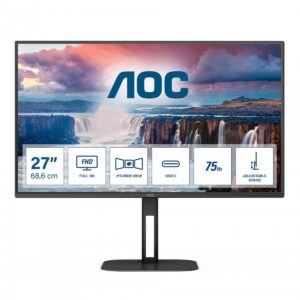 Monitor AOC 27V5C/BK | 68,6 cm (27,0") | 1920x1080 | 75Hz | IPS | 1ms | HDMI DisplayPort USB-C 4xUSB3.2 | Zvočniki | 3H | FreeSync | Poslovni Monitor