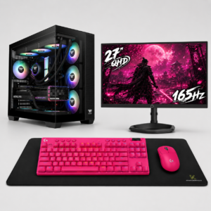 Komponentko Gaming Ultra RTX 5070 Ti | Ryzen 7 9850X3D | 32 GB RAM | 2 TB NVMe | Vodno Hlajenje | Hot Pink Logitech PRO Komplet | Hot Pink Namizni Gaming Računalnik za Zahtevne Igre