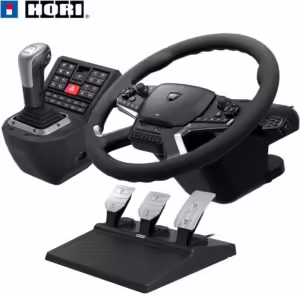 HORI Force Feedback Truck Control System | 40 Cm Volan | 1800° Obračanje | Dual Motor Force Feedback | Menjalnik In Pedala | PC Krmilnik Za Simulator Tovornjakov