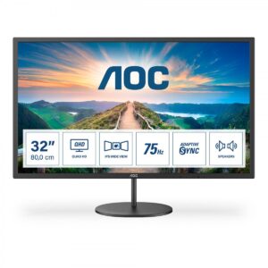 Monitor AOC Q32V4 | 80 cm (31,5") | 2560x1440 | 75Hz | IPS | 4ms | HDMI DisplayPort | Zvočniki | 3H | AdaptiveSync | Monitor za Dom