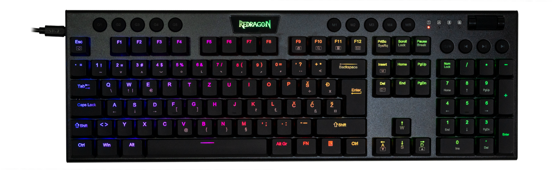 Redragon horus k619-rgb | rdeča stikala | slo hr g. | žična | mehanska tipkovnica 1 Redragon horus k619-rgb |žična mehanska tipkovnica, rdeča stikala slo/hr layout komponentko