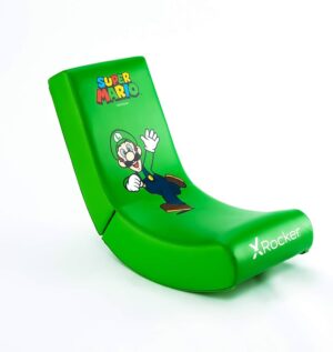 X Rocker Nintendo Super Mario Luigi Video Rocker | Licenciran Luigi Dizajn | Zložljiv | Za Otroke In Mladostnike | Gaming Bodensessel