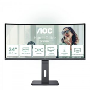 Monitor AOC CU34P3CV | 86,4 cm (34,0") | 3440x1440 | 100Hz | VA | 4ms | HDMI DisplayPort USB-C 4xUSB3.2 | HAS | Zvočniki | Ukrivljen Pisarniški Monitor