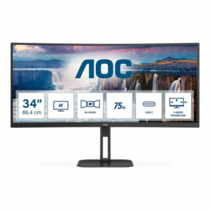AOC Value-line CU34V5C/BK V5 series | LED | Ukrivljen | 68,6cm (34") | 3440x1440 | 100Hz | VA | HDMI DisplayPort USB-C | Črna | Gaming Monitor