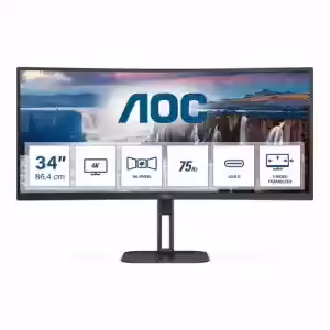 AOC Value-line CU34V5C/BK V5 series | LED | Ukrivljen | 68,6cm (34") | 3440x1440 | 100Hz | VA | HDMI DisplayPort USB-C | Črna | Gaming Monitor