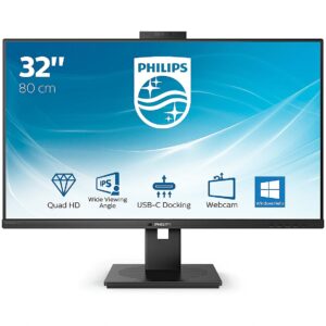 Monitor Philips 326P1H | 81,3 cm (32,0") | 2560x1440 | 75Hz | IPS | 4ms | 2xHDMI DisplayPort USB-C 4xUSB3.0 | Pivot | Kamera | Zvočniki | sRGB118% | AdaptiveSync | RJ45 | Monitor za Dom