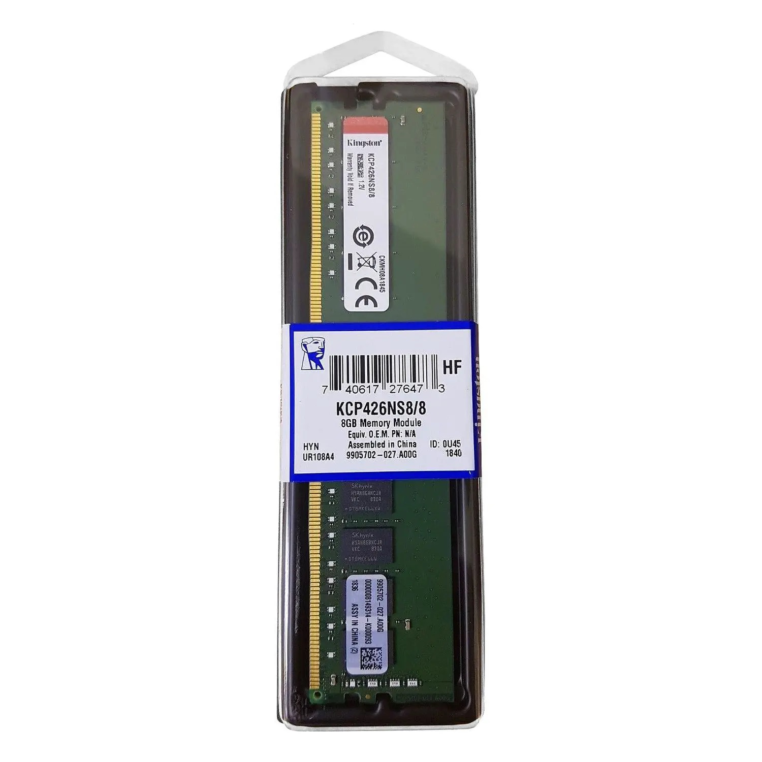 Kingston | 8gb | ddr4 | 2666mhz | dimm | pc4-21333 | cl19 | 1. 2v | ram pomnilnik 1 Kingston 8gb ddr4-2666mhz dimm pc4-21333 cl19, 1. 2v komponentko