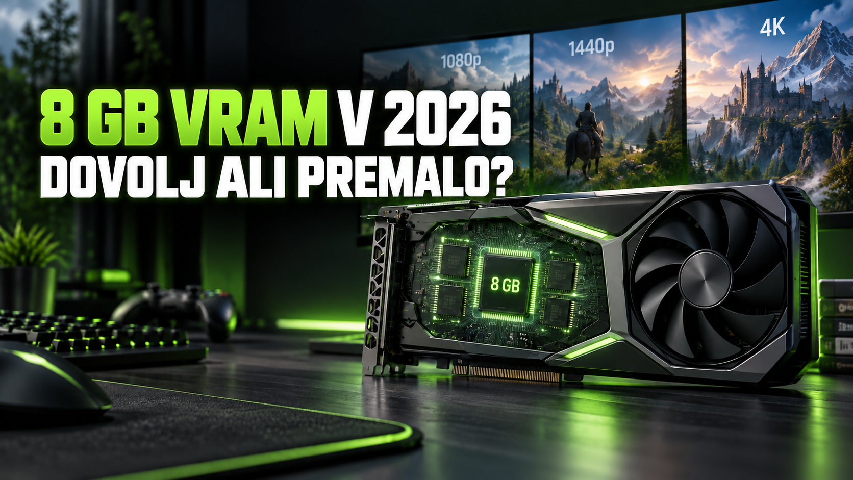 Je 8 gb vram-a v letu 2026 dovolj za gaming pri 1080p, 1440p in 4k?