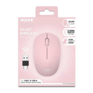PORT Connect | Brezžična | USB-A/USB-C | Roza Miška
