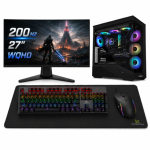 Komponentko Gaming Elite RTX 5070 | Ryzen 5 9600X 32GB 2TB NVMe | Vodno Hlajenje | 27″ WQHD 200Hz Monitor In Kompo Gear Set | Gaming Komplet