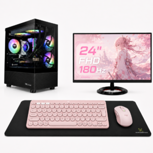 Komponentko Gaming Core RTX 5050 | Ryzen 5 5500 | 16 GB RAM | 1 TB NVMe | 24″ FHD 180Hz | Roza Logitech Komplet | Ugoden Pastel Pink Komplet | Namizni Gaming Računalnik