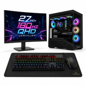 Komponentko Gaming Elite RTX 5060 Ti | AMD Ryzen 7 5700X | 32GB 2x16GB RAM | 1TB NVMe | Vodno Hlajenje | 27" 180Hz Ukrivljen QHD Komplet | Namizni Računalnik Za Neustavljiv Gaming