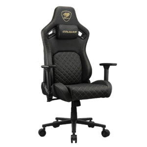 COUGAR Defensor Gold | PushBack Ledvena Opora | 4D Zložljivi Nasloni | Hyper-Dura Usnje | Ergonomski Gaming Stol