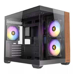Antec CX600M Wood | Micro-ATX Mini-Tower | Tempered Glass | ARGB | Črno Leseno Računalniško Ohišje