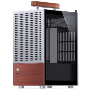 Jonsbo T6 Silver | Mini-ITX | Kaljeno Steklo In Les | Type-C | Kompaktno Premium PC Ohišje