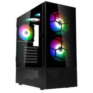 Kolink Observatory MX Glass ARGB | Midi Tower | Kaljeno Steklo | 5 Prednameščenih ARGB Ventilatorjev | ATX | Črno Računalniško Ohišje