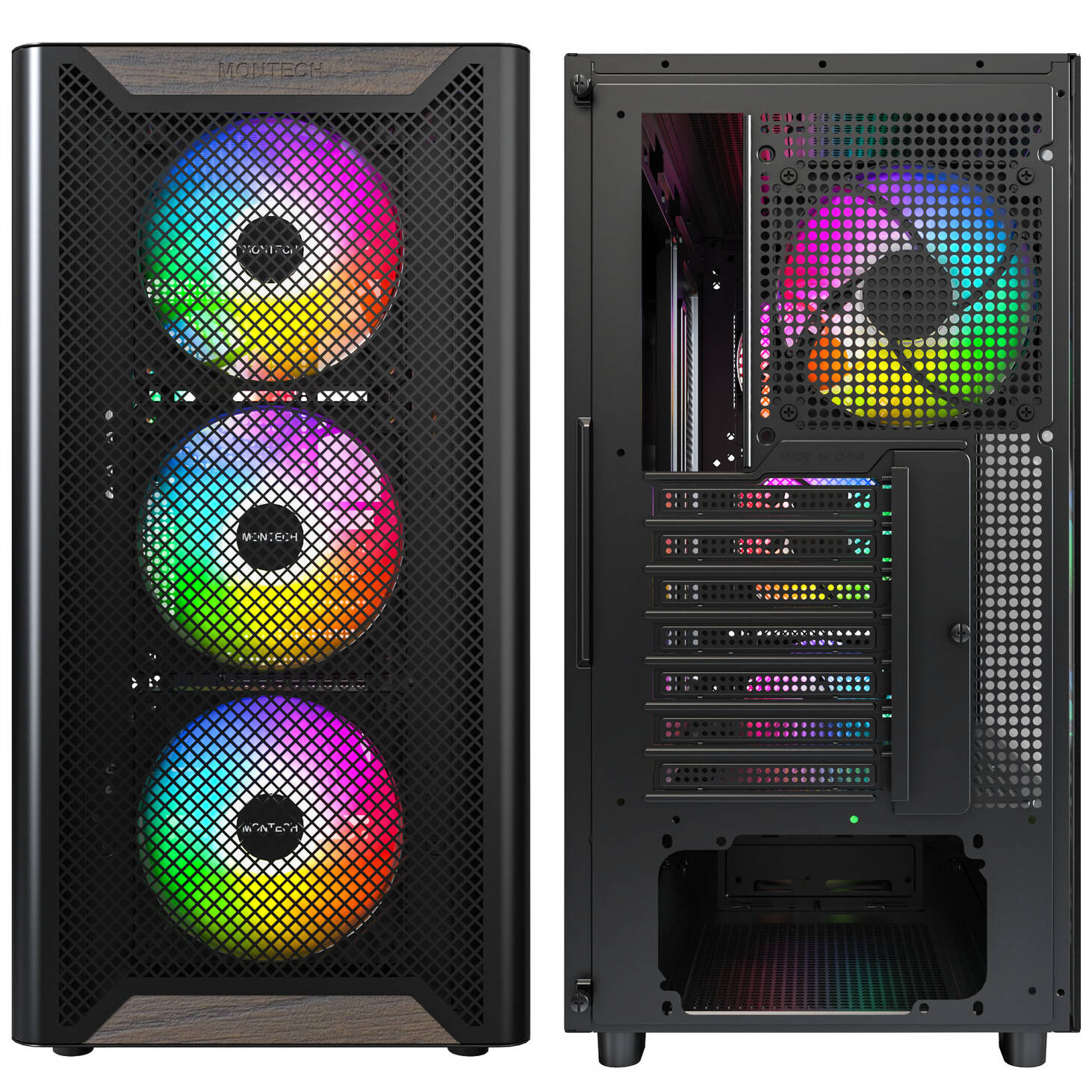 Montech xr wood | atx | midi-tower | argb | tempered glass | črno pc ohišje 4 Montech xr wood | atx | midi-tower | argb | tempered glass | črno pc ohišje