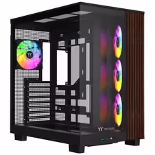 Thermaltake View 380 XL WS ARGB | ATX Midi Tower | 4x 120mm ARGB Ventilatorji | Dvojno Kaljeno Steklo In Leseni Detajli | Črno Računalniško Ohišje