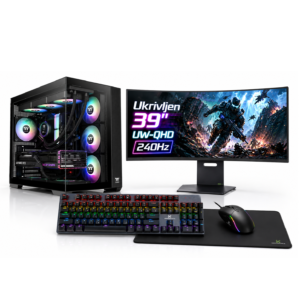 Komponentko Gaming Ultra RTX 5090 | Ryzen 7 9850X3D | 64 GB RAM | 4 TB NVMe | Ventilatorji Za Računalnik | 39″ UWQHD 240Hz Ukrivljen Monitor | Kompo Gear Tipkovnica Miška In Podloga | Gaming Računalniški Komplet