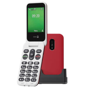 Doro Leva E22 LTE | Red/White | 4G Telefon Na Preklop | 2,8" Zaslon | Velike Tipke | SOS Gumb | Polnilna Postaja | Mobilni Telefon