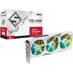 ASRock Radeon RX 7600 Steel Legend | 8GB GDDR6 | 128-Bit | RDNA 3 | Polychrome SYNC | Bela Grafična Kartica