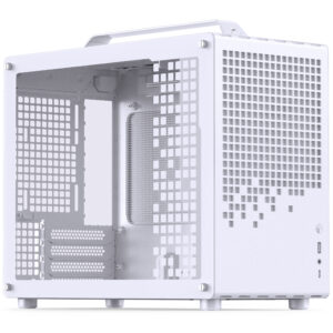 Jonsplus Z20 | Micro-ATX | Belo Ohišje S Kaljenim Steklom In Ročajem Za Prenašanje | 20 L | Do 363 Mm GPU | Do 240 Mm AIO | Računalniško Ohišje