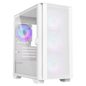 Montech AIR 100 ARGB | Belo Micro-ATX Ohišje | Kaljeno Steklo | 4x ARGB Ventilatorji | Visok Pretok Zraka | Računalniško Ohišje