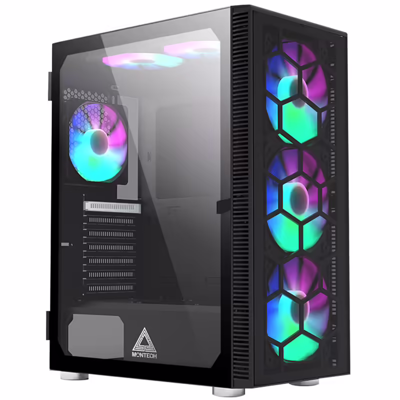 Montech x3 glass | rgb | tempered glass | 6 ventilatorjev | atx midi tower ohišje 1 Montech x3 glass | rgb | tempered glass | 6 ventilatorjev | atx midi tower ohišje