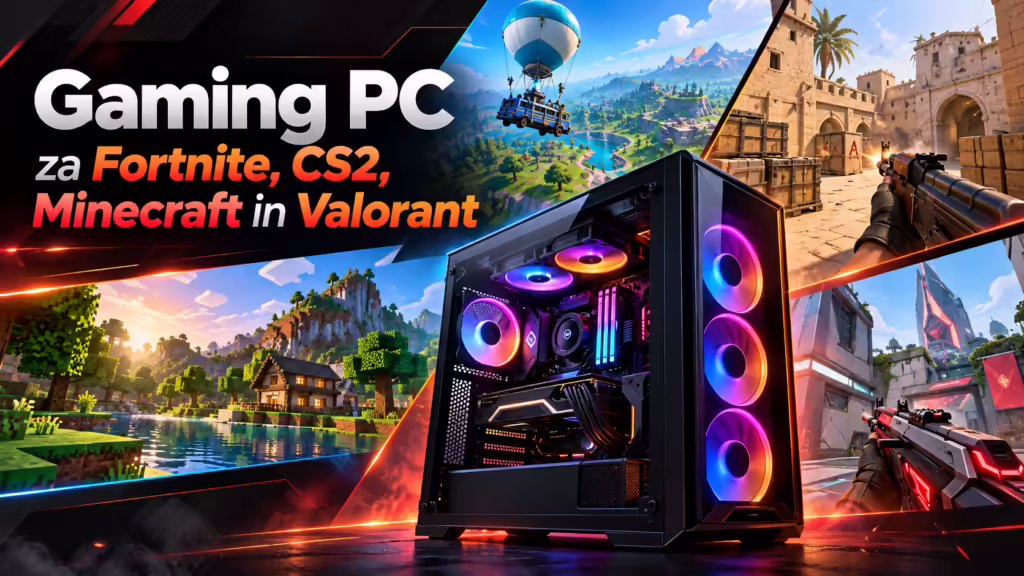 Gaming pc za fortnite, cs2, minecraft in valorant