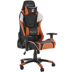 X Rocker Agility eSports | Ergonomski Gaming Stol | 3D Nasloni Za Roke, Nagib 135°, Ledvena In Vratna Blazina | Črno-Oranžen | Gaming Stol