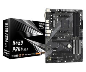 ASRock B450 Pro4 R2.0 | AM4 ATX | AMD B450 | DDR4 3200+ OC | Dual M.2 | USB-C | Matična Plošča