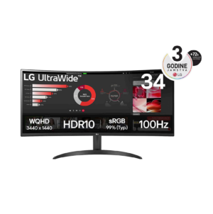 LG UltraWide 34WR50QK-B | 86,6cm (34") | VA | 3440x1440 | 2xHDMI Displayport | Širok Ukrivljen Monitor