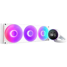 NZXT Kraken Elite RGB 420 V2 | 420mm AIO Vodno Hlajenje | 2.72″ IPS LCD In RGB | Bela Barva | Procesorski Hladilnik