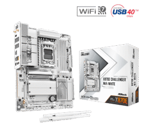 ASRock X870E Challenger WiFi White | AM5 X870E ATX | DDR5 8200+ | PCIe 5.0 USB4 Wi-Fi 7 | Bela Matična Plošča